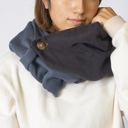 七變圍巾雨披/煙藍色/針織 來自 Mikawa 第5張的照片