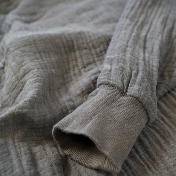 高領洋裝蓬鬆6層紗布/灰色/三河紡織 第8張的照片