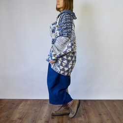 【福袋】休閒開衫-UMIBE-海軍藍+繭形裹身裙長/靛藍 第2張的照片