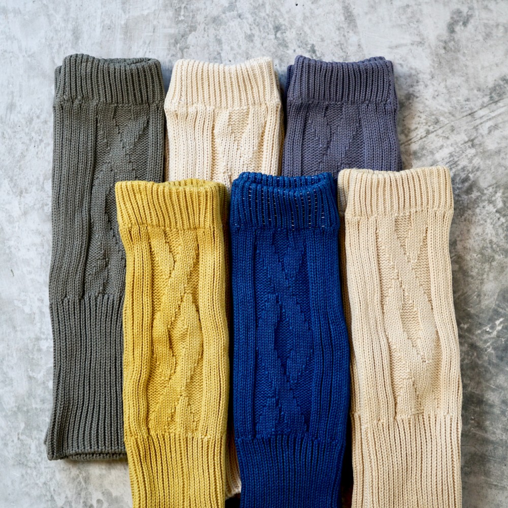 【お得2足セット】コットン柄編みレッグウォーマー/6カラー