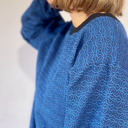 【福袋】藍色套裝-休閒開襟衫-UMIBE-+刺子編織運動衫/亞麻圖案 第5張的照片
