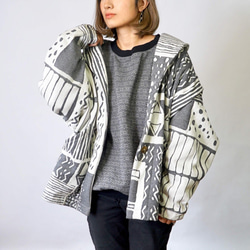 【福袋】灰色套裝-休閒開襟衫-UMIBE-+刺子編織衛衣/亞麻圖案 第1張的照片