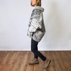 【福袋】灰色套裝-休閒開襟衫-UMIBE-+刺子編織衛衣/亞麻圖案 第3張的照片