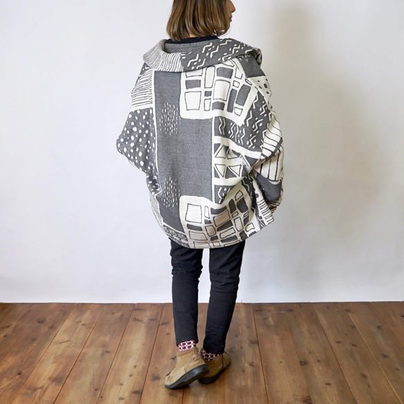 【福袋】灰色套裝-休閒開襟衫-UMIBE-+刺子編織衛衣/亞麻圖案 第4張的照片