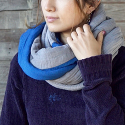 圍脖雨披/靛藍灰色/Mikawa 紡織紗布 第3張的照片
