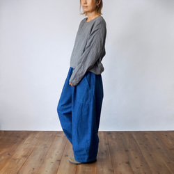 『福袋』寬鬆薄紗T/灰色+連體刺子燈籠褲/藍色 第3張的照片
