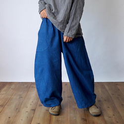單刺子氣球褲/藍色/三河棉刺子編織 第4張的照片