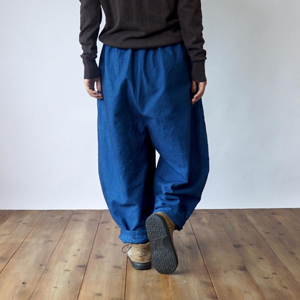 單刺子氣球褲/藍色/三河棉刺子編織 第7張的照片