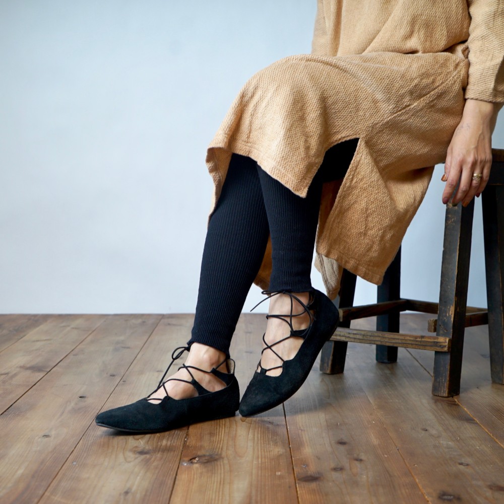 おなかあったかコットンレギンス/ブラック/三河産ニット