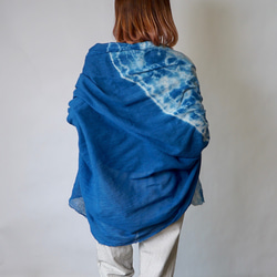 薄棉大披肩/半斑靛藍/三河紡織 第2張的照片