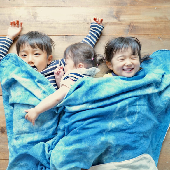 紗布毯襁褓糖果/藍色斑駁/赤塔棉 第7張的照片