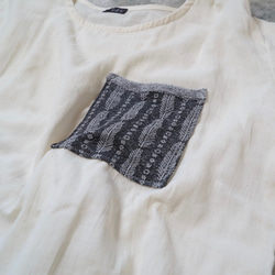 フレアスリーブ ガーゼTシャツ/３カラー羽根柄ポケット/三河織物ダブルガーゼ 8枚目の画像