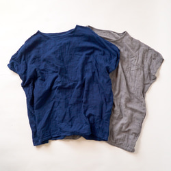 [福袋] 水洗兩件套/寬鬆薄紗T卹/藍&amp;灰 第1張的照片