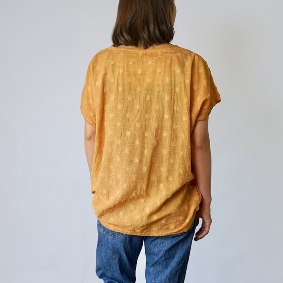 ゆるふわドットTシャツ/オレンジ/遠州織物 3枚目の画像