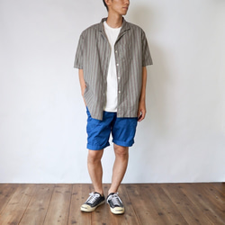 卡其色條紋襯衫 / 半麻 / Mikawa Textile 第3張的照片