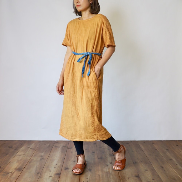 2way Switching 薄紗連衣裙 / 橙色 / Mikawa Textile 第1張的照片