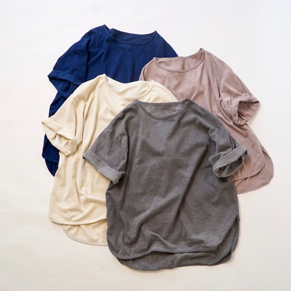 ビッグシルエットTシャツ/4カラー/愛知県産スラブニット Tシャツ