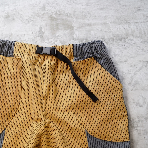 單刺子短褲/拼布-橙灰色/三河棉刺子織 第6張的照片