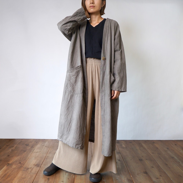 棉質外罩禮服/灰色/三河紡織 第1張的照片