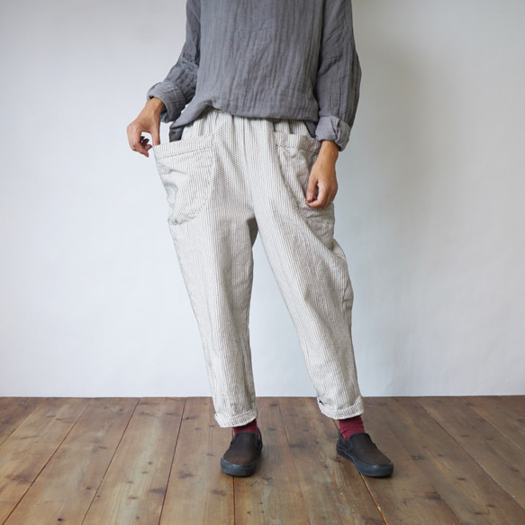 UZUiRO キャンプワークパンツ/生成り/三河木綿一本刺し子 キャンプワークパンツ/生成り/三河木綿一本刺し子 ロングパンツ UZUiRO