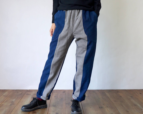 パッチワーク　刺し子　　サルエルパンツ　　ゆったり　綿麻 楽天市場】パッチワーク サルエルパンツの通販