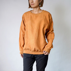 ◇ボンレスハム様◇UZUiRO　刺し子織　トレーナー　三河木綿　プルオーバー 刺し子織トレーナー/オレンジ/三河木綿 スウェット・トレーナー UZUiRO