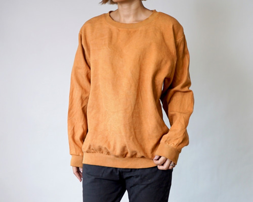 ◇ボンレスハム様◇UZUiRO　刺し子織　トレーナー　三河木綿　プルオーバー 刺し子織ラウンドトレーナー/麻柄オレンジ/三河木綿