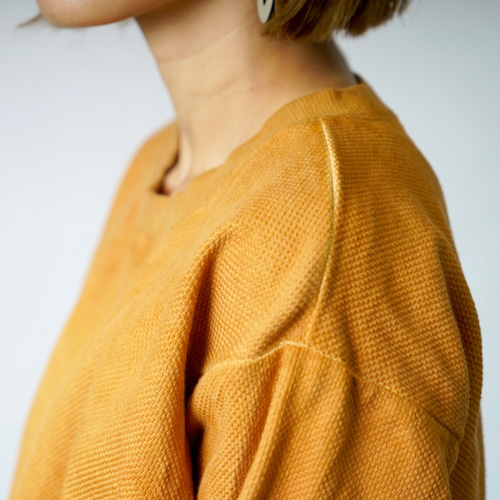 刺し子織トレーナー/オレンジ/三河木綿 スウェット・トレーナー UZUiRO