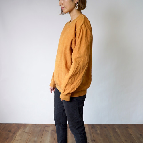 刺し子織トレーナー/オレンジ/三河木綿 スウェット・トレーナー UZUiRO