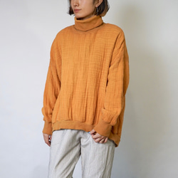 高領運動衫蓬鬆6層紗布/橘色/三河紡織 第2張的照片