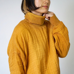 高領運動衫蓬鬆6層紗布/橘色/三河紡織 第3張的照片