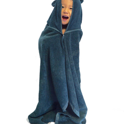 [寶貝禮品禮物]藍染嬰兒浴袍浴巾雨披熊耳 第1張的照片