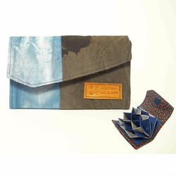 カードケース ツートン/ブルー×グレー/三河織物 1枚目の画像