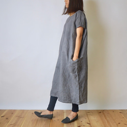夏季Yuru方形連衣裙/柿芝灰色/ Mikawa Textile 第2張的照片