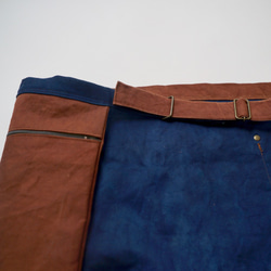 圍裙圍裙/藍色x棕色/三河紡織斜紋布 第5張的照片