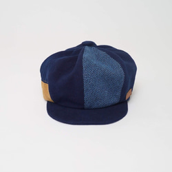 Mokomoko Casquette / 靛藍拼布 / Mikawa Cotton Sashiko Ori 第1張的照片