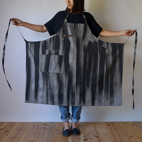 咖啡廳圍裙/墨水條紋/三河紡織平紋 第2張的照片