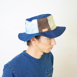 拼布帽子/靛藍底座/三河紡織 第2張的照片