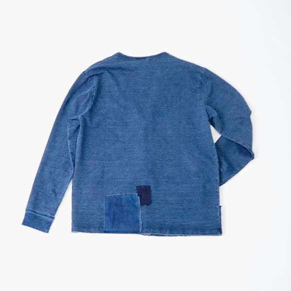 彈簧汗水開襟/靛藍2彩色/ Sashiko織造補丁藝術/彈簧 第5張的照片