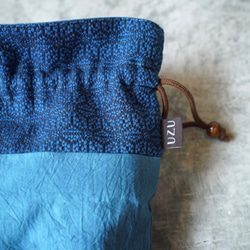 手提包 抽繩包 麻紋/三河棉刺子編織 第4張的照片