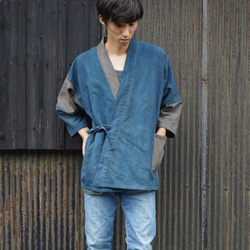 Patchwork Samue / Blue Gray x Gray / Mikawa Textile 第4張的照片