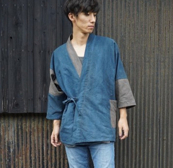 Patchwork Samue / Blue Gray x Gray / Mikawa Textile 第1張的照片