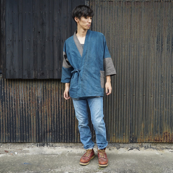 Patchwork Samue / Blue Gray x Gray / Mikawa Textile 第2張的照片