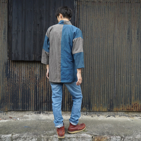 Patchwork Samue / Blue Gray x Gray / Mikawa Textile 第5張的照片