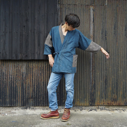 Patchwork Samue / Blue Gray x Gray / Mikawa Textile 第3張的照片