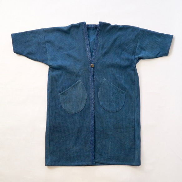 Mokotto 羽織大衣/藍色/Mikawa Cotton Sashiko Weave 第8張的照片