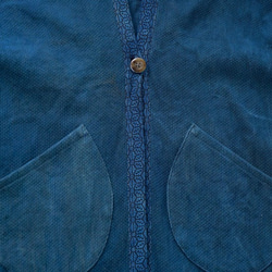 Mokotto 羽織大衣/藍色/Mikawa Cotton Sashiko Weave 第9張的照片