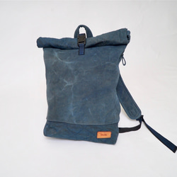 Roll Top Backpack Blue Grey / Judo Wear x Tabi Fabric Backpack B 第1張的照片