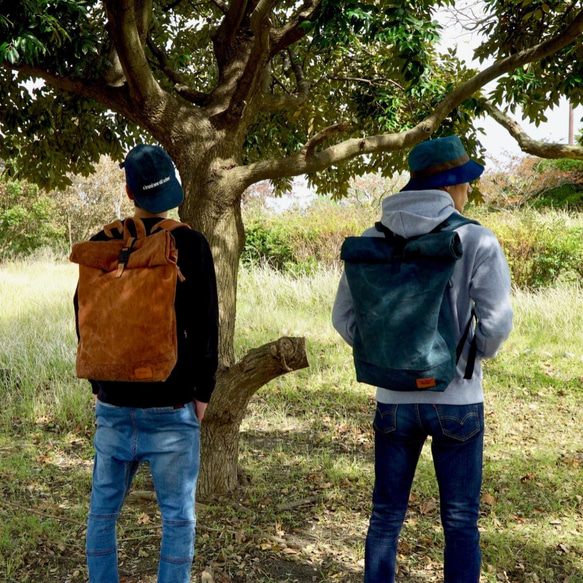 Roll Top Backpack Blue Grey / Judo Wear x Tabi Fabric Backpack B 第7張的照片