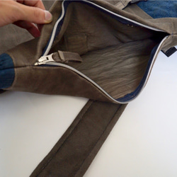 卷頂背包 / 兩色 / 藍灰色 x 灰色 / 三河棉 sashiko 編織 第5張的照片